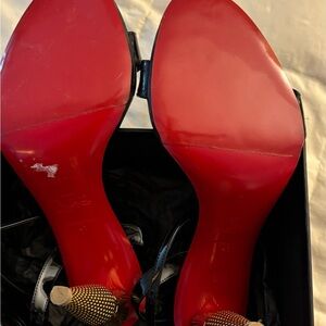 Christian Louboutin Black Patent Leather Sandals with Red Soles